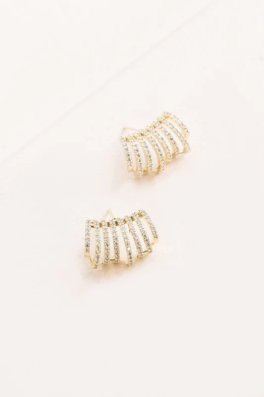 Armored Curved Huggie Hoop Earrings - Image 3