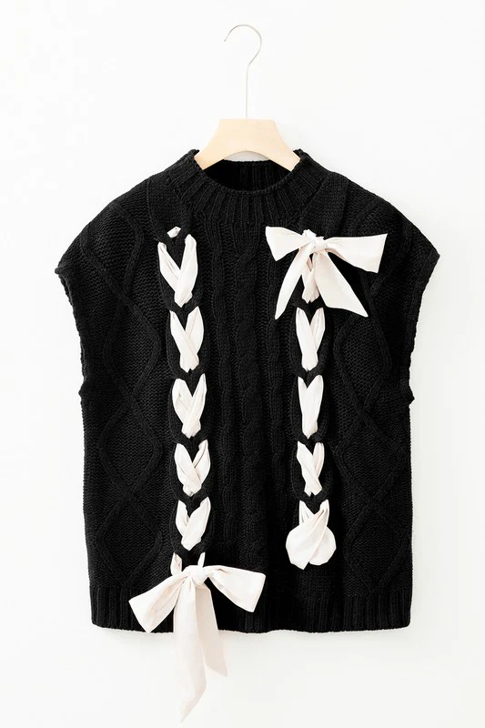 Cable Knit Satin Bowknot SPRING Sweater - Image 13