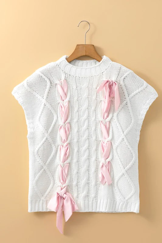 Cable Knit Satin Bowknot SPRING Sweater - Image 17