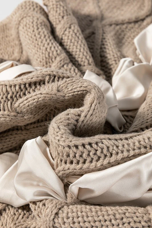 Cable Knit Satin Bowknot SPRING Sweater - Image 20