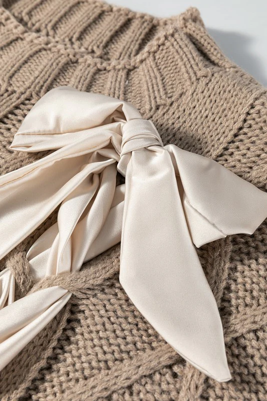 Cable Knit Satin Bowknot SPRING Sweater - Image 21