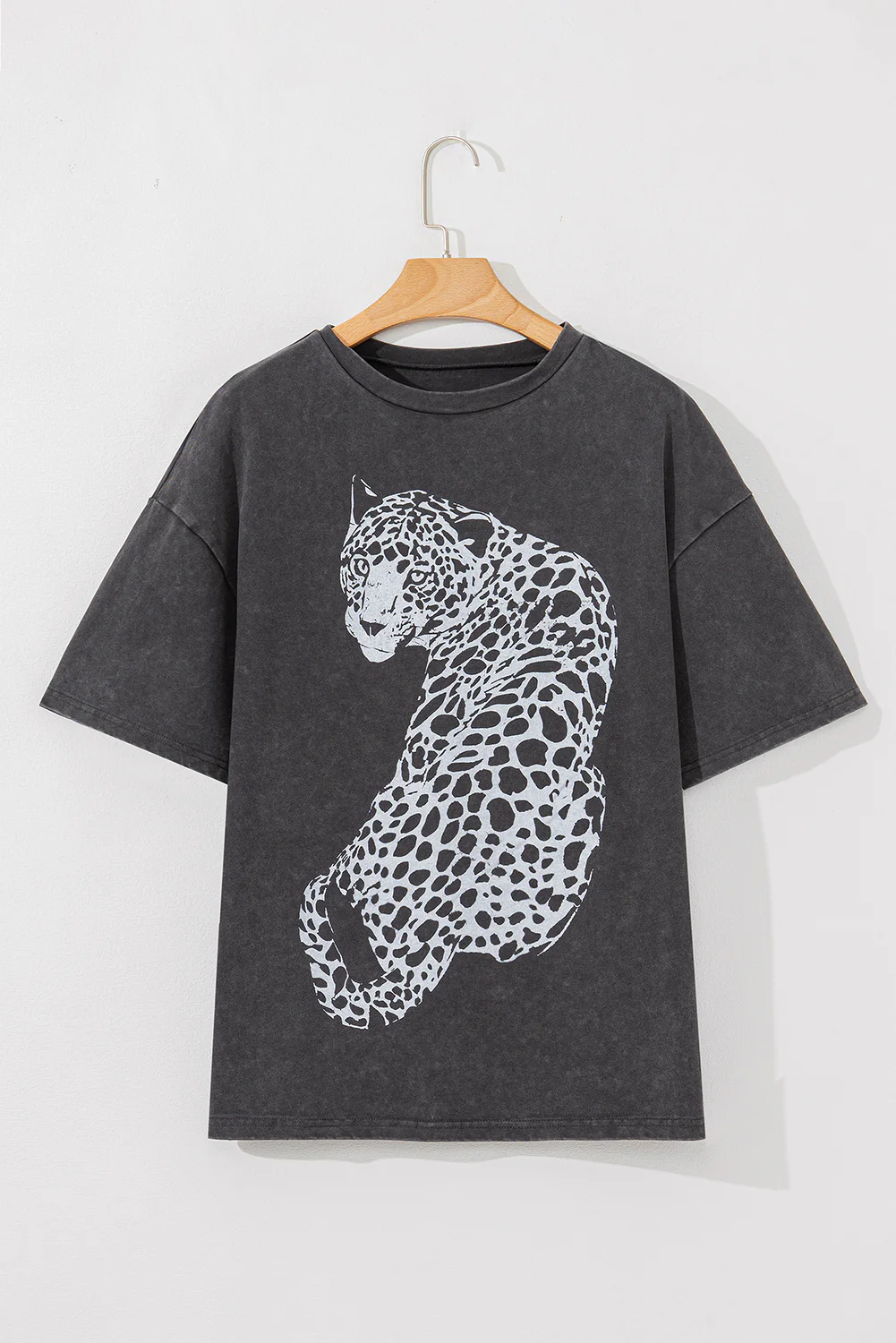 Cheetah Mineral Wash Round Neck Half Sleeve T-Shirt - Image 6