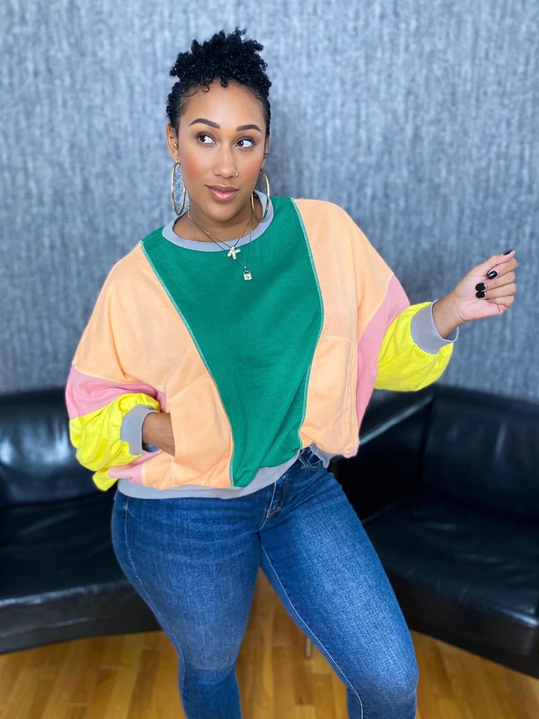 Color Block Round Neck Sweatshirt(Multiple Colors) - Image 4