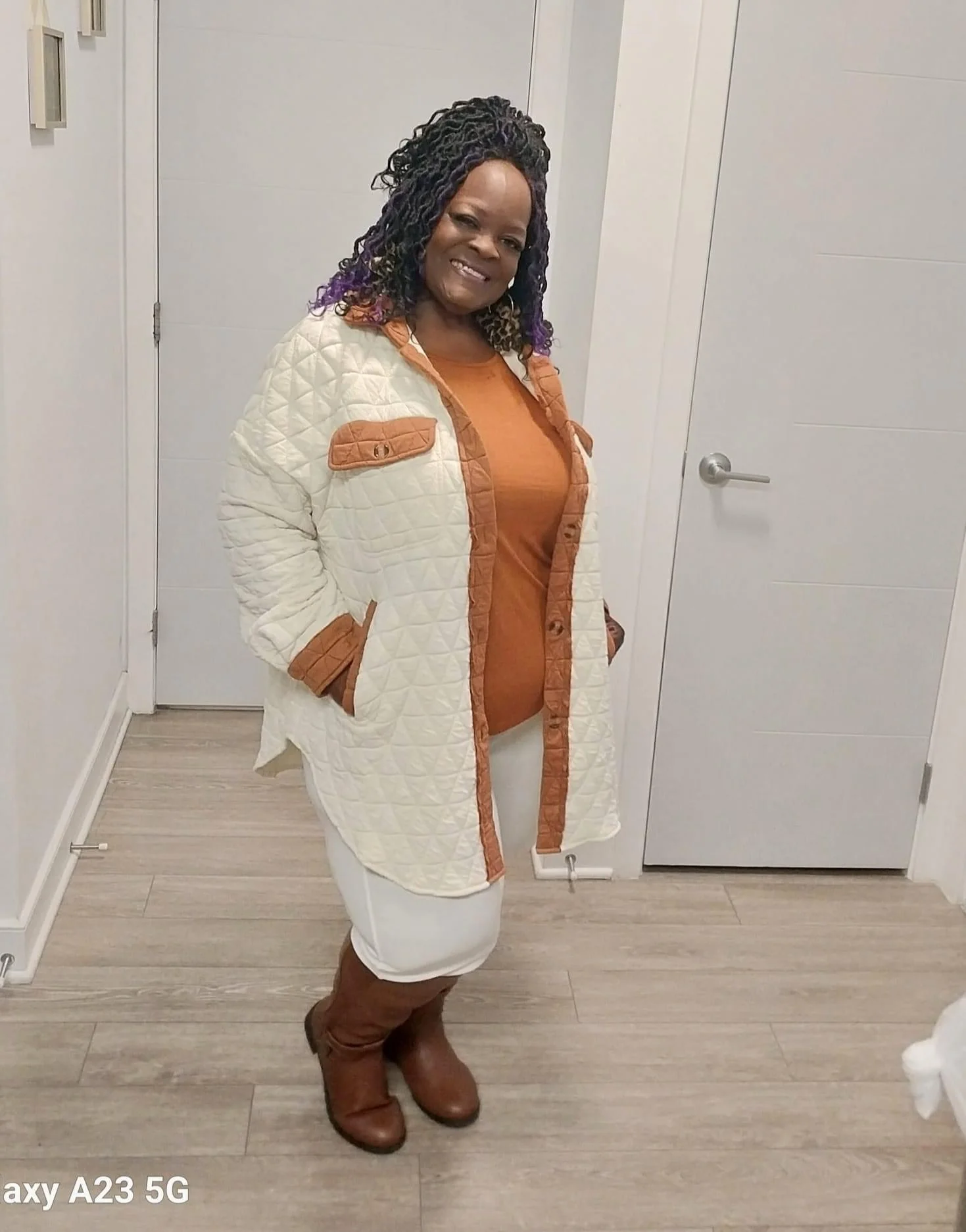 Contrast Button Up Quilted Shacket - Image 4