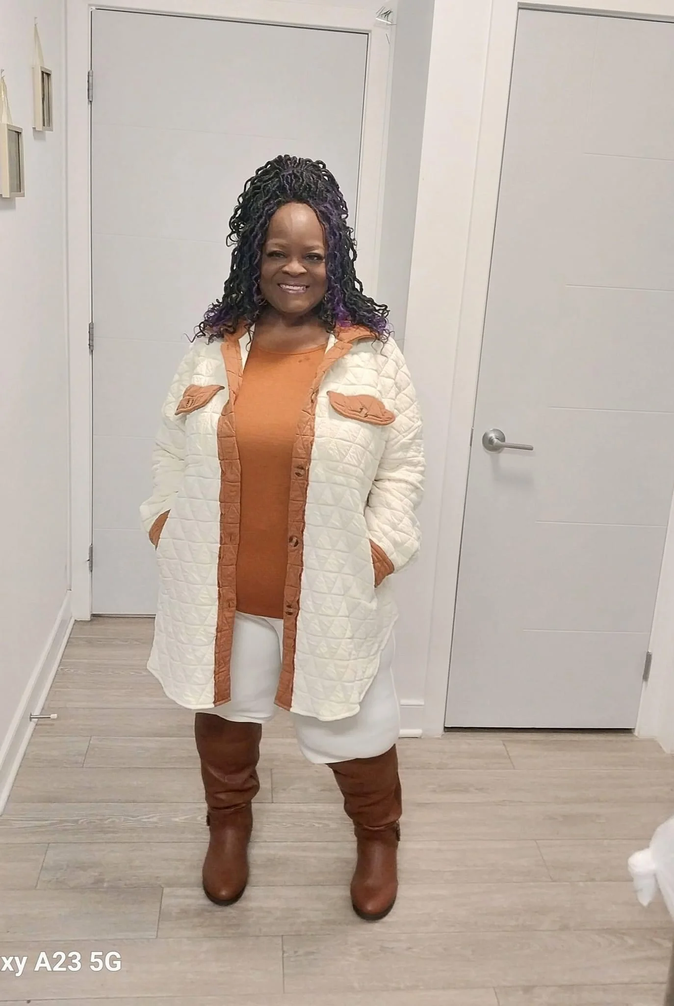 Contrast Button Up Quilted Shacket - Image 5