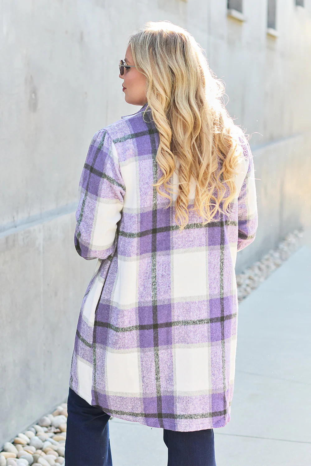 Plaid Button Up Lapel Collar Coat - Image 24
