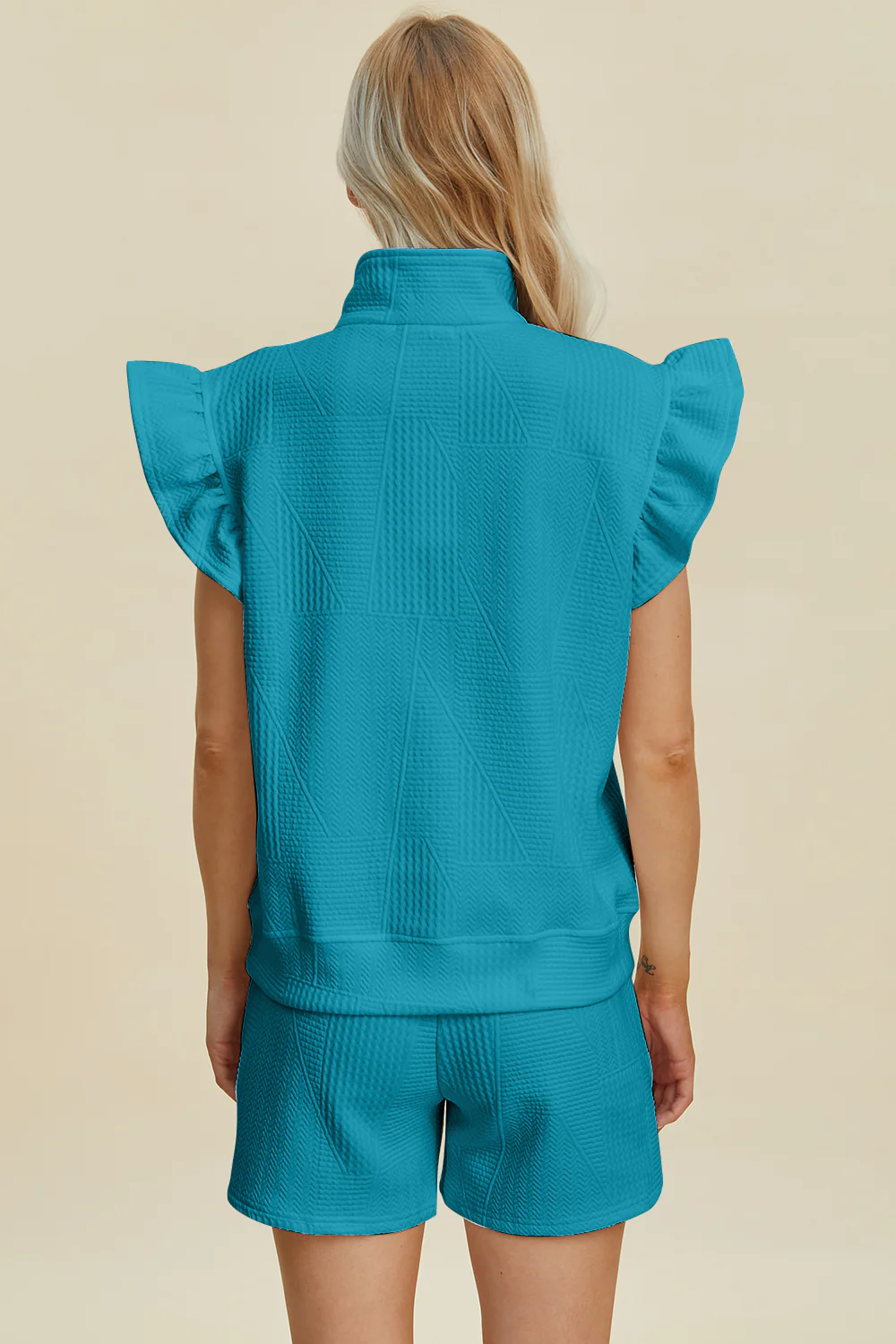 Texture Ruffle Sleeve Short Set - Image 15