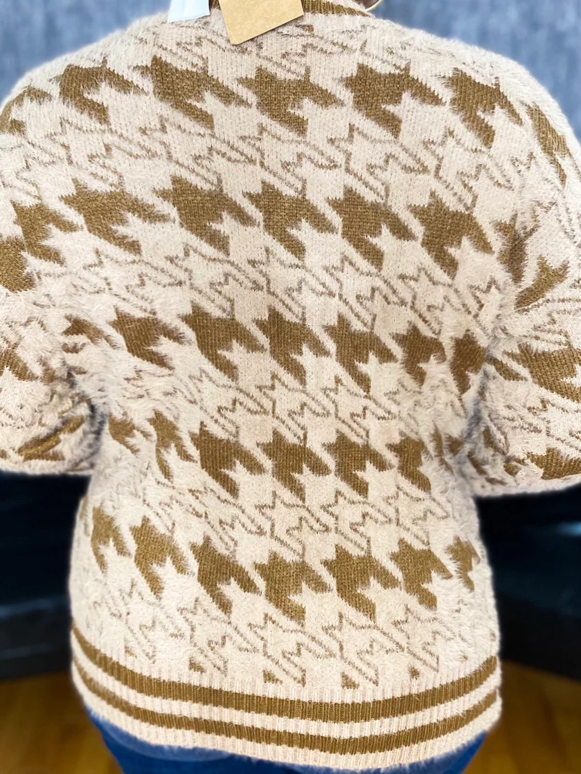Houndstooth Button Down Cardigan - Image 3