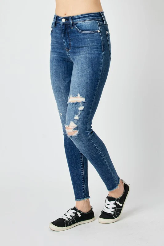 Judy Blue Full Size  High Waist Distressed Skinny Jeans - Image 4