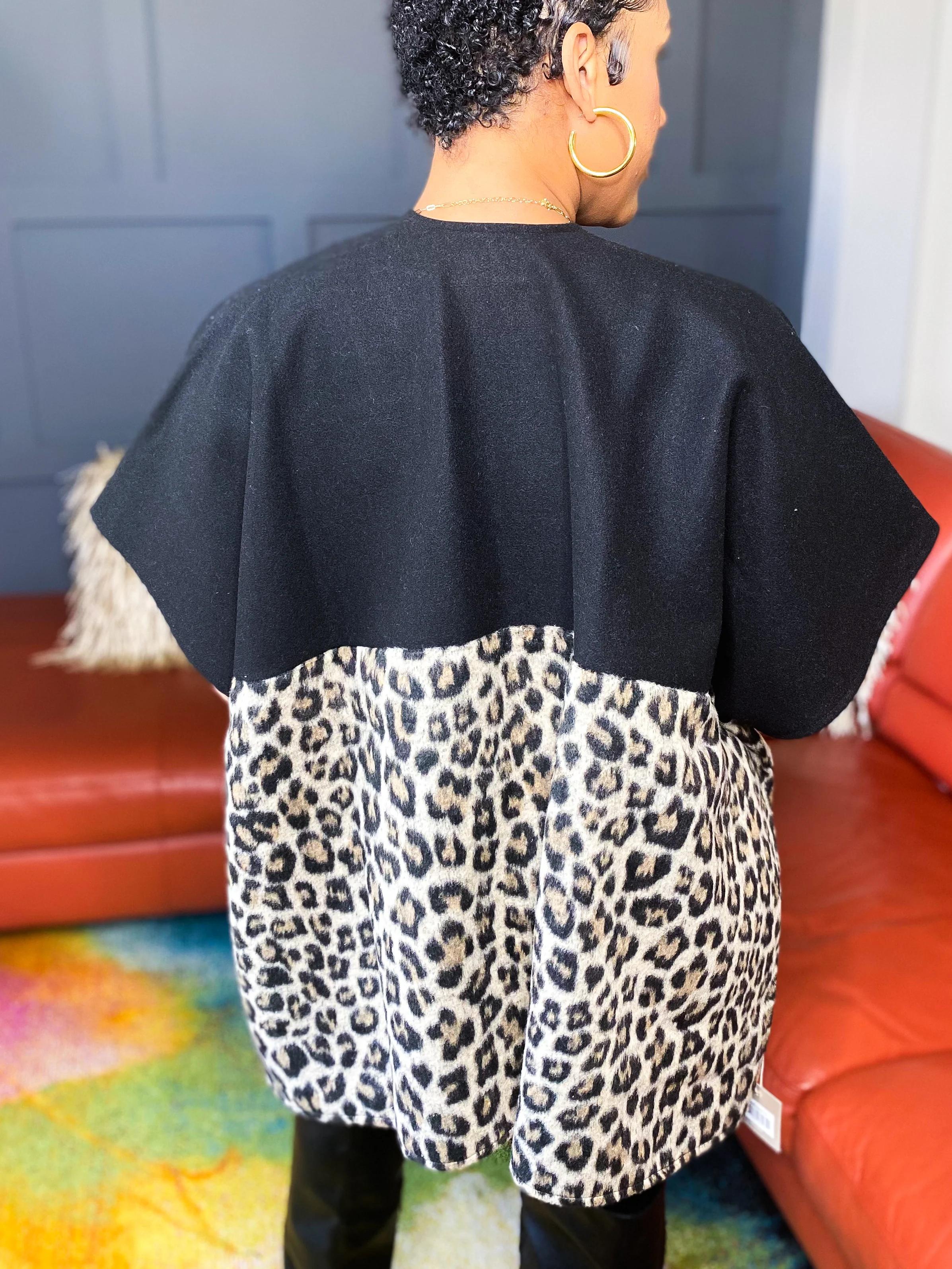 Leopard Pocket Kimono Poncho, One Size - Image 3