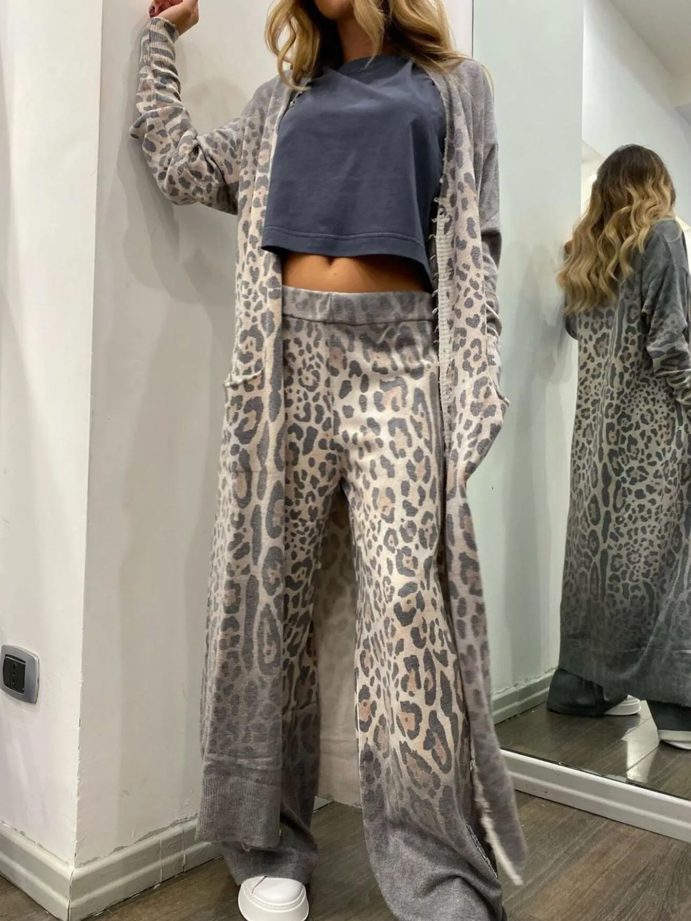 Leopard Cardigan and Pants Set - Image 3