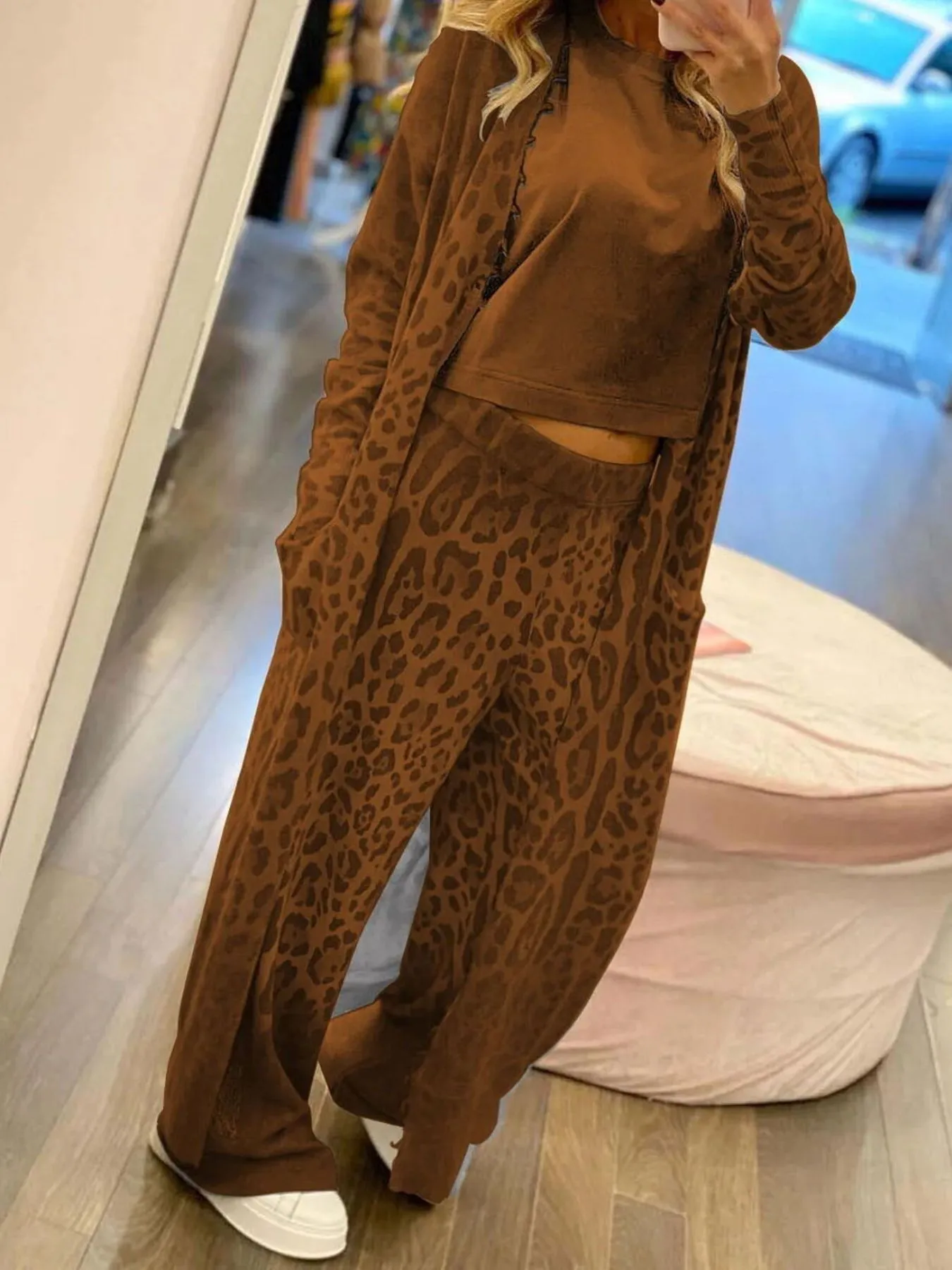 Leopard Cardigan and Pants Set - Image 8