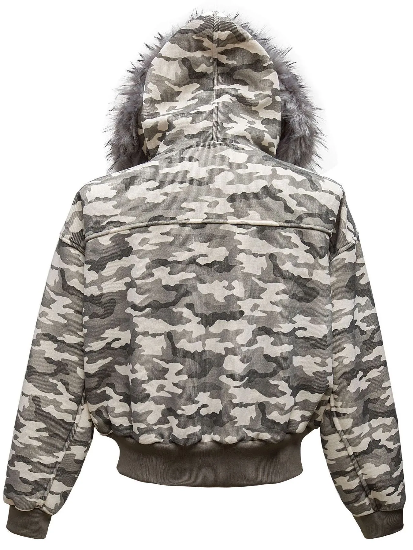 Men's Camouflage Faux Fur Hood Jacket - Image 3