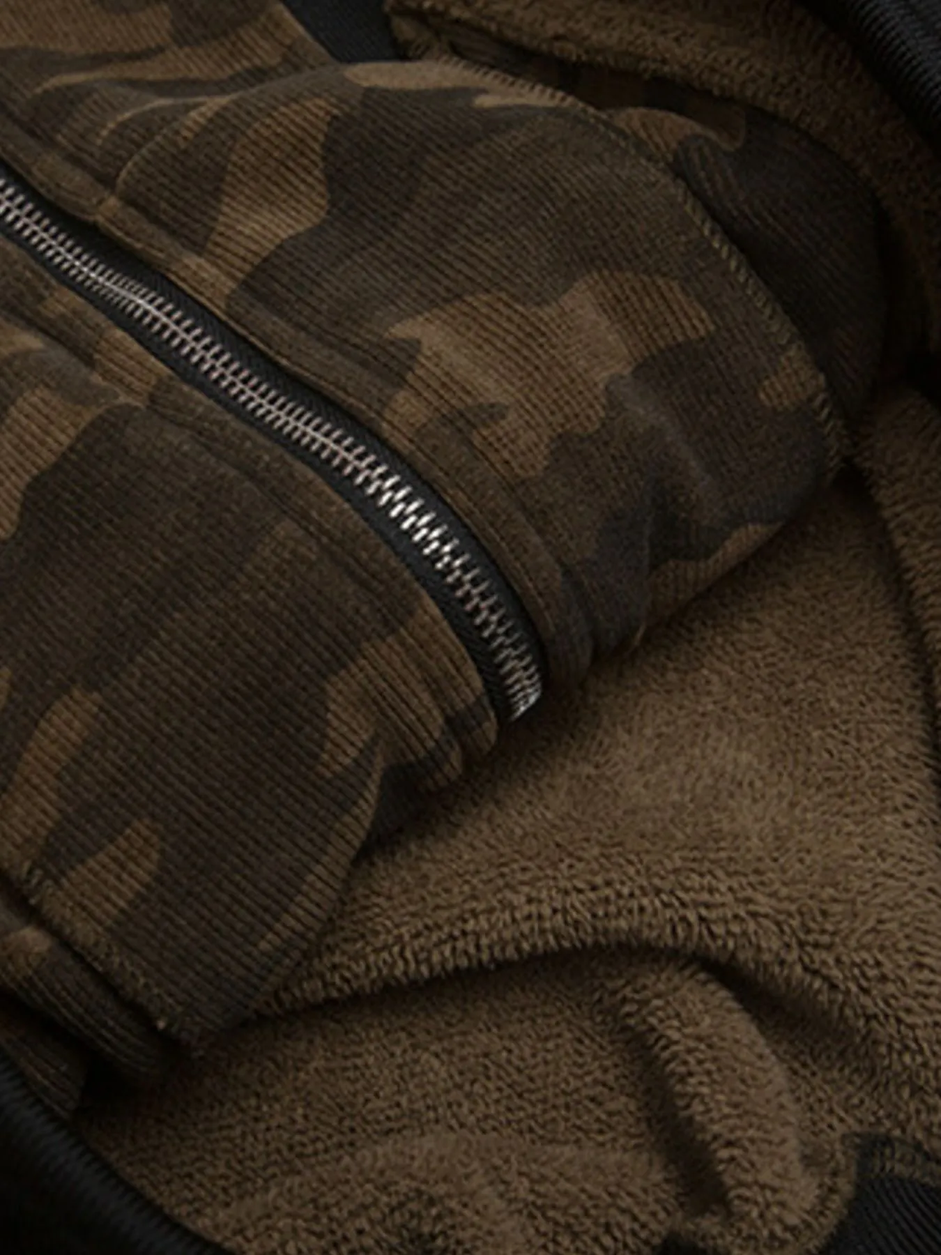 Men's Camouflage Faux Fur Hood Jacket - Image 5