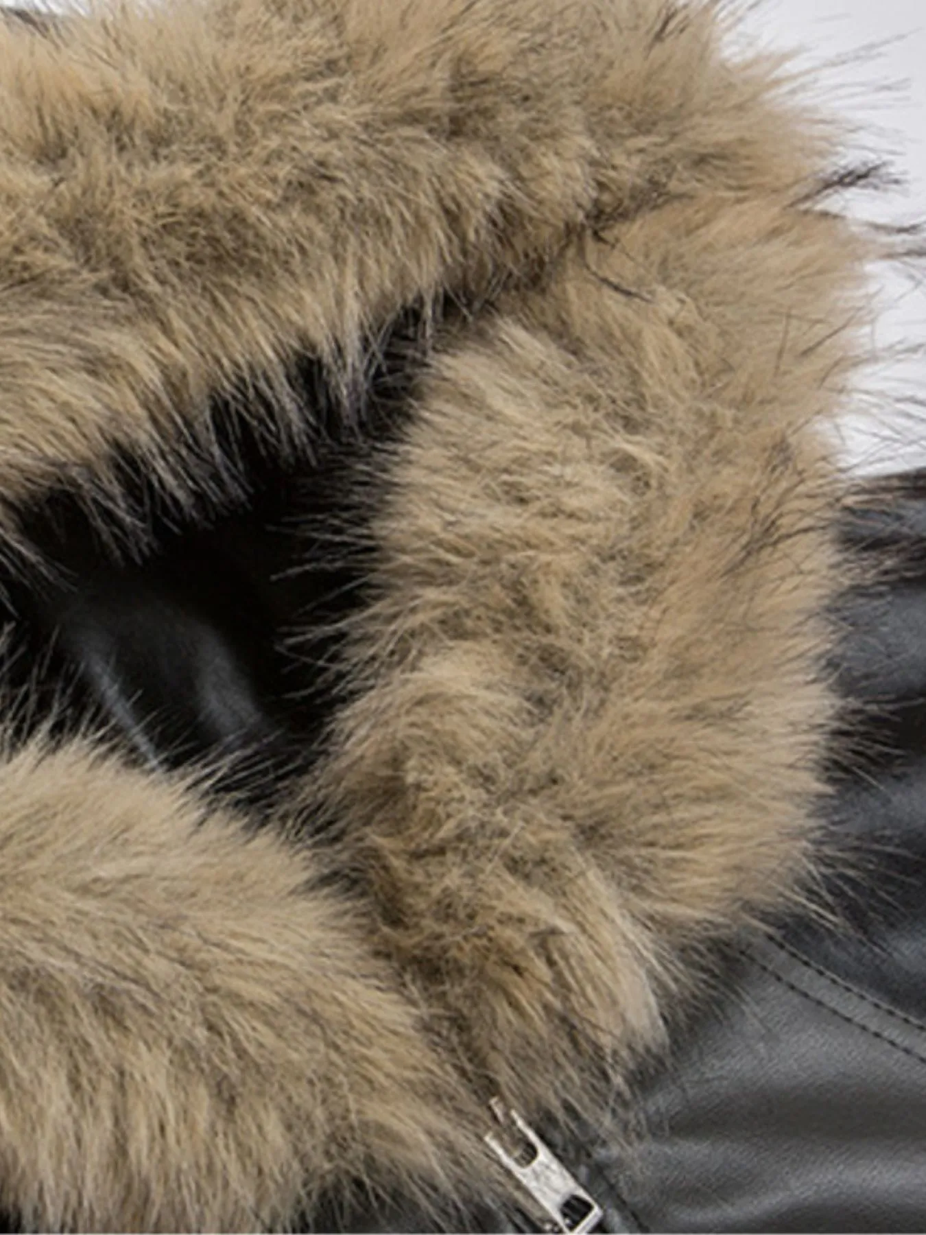 Men's Faux Fur Hooded Contrast Bomber Jacket - Image 9