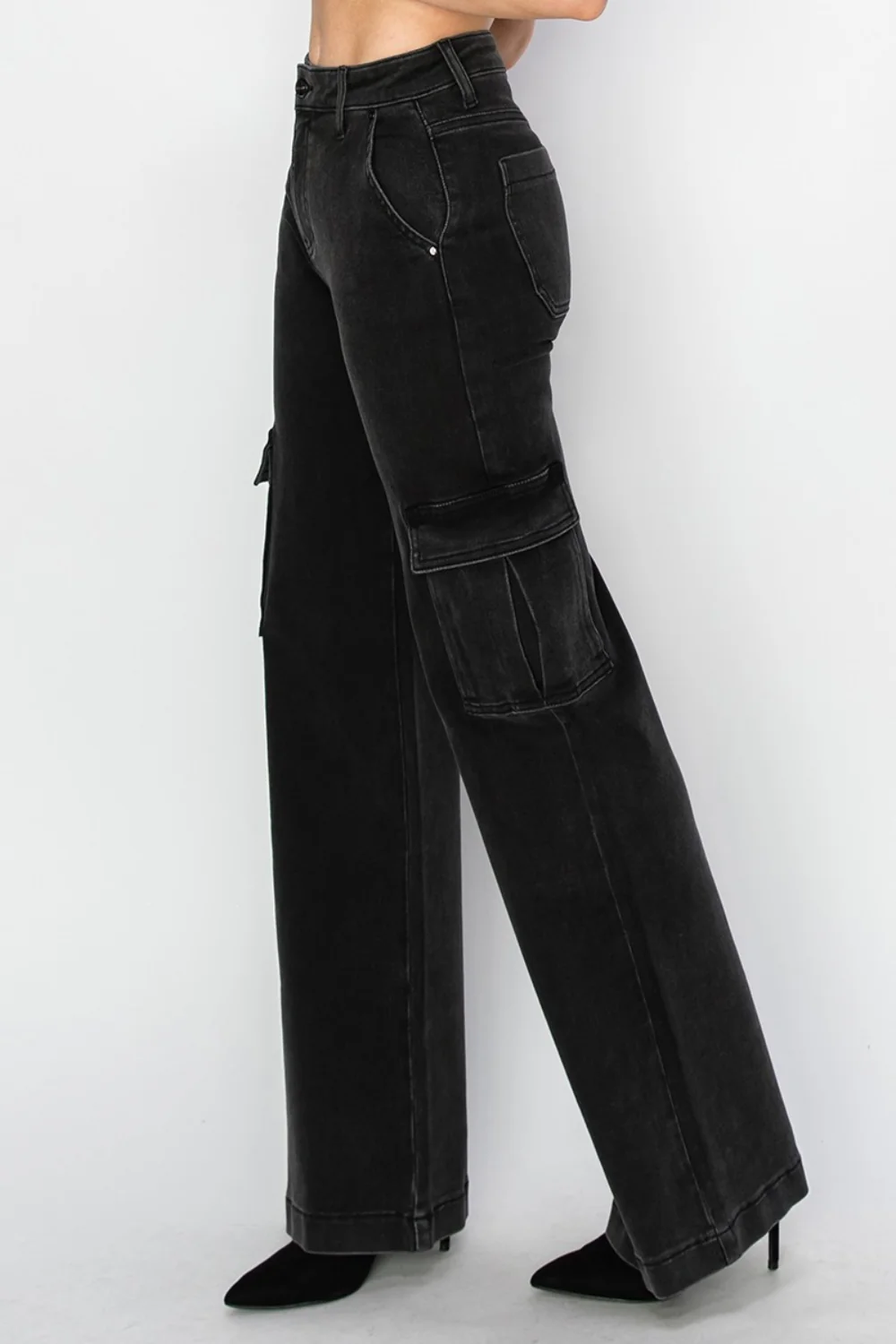 Risen High Rise Wide Leg Cargo Jeans - Image 4