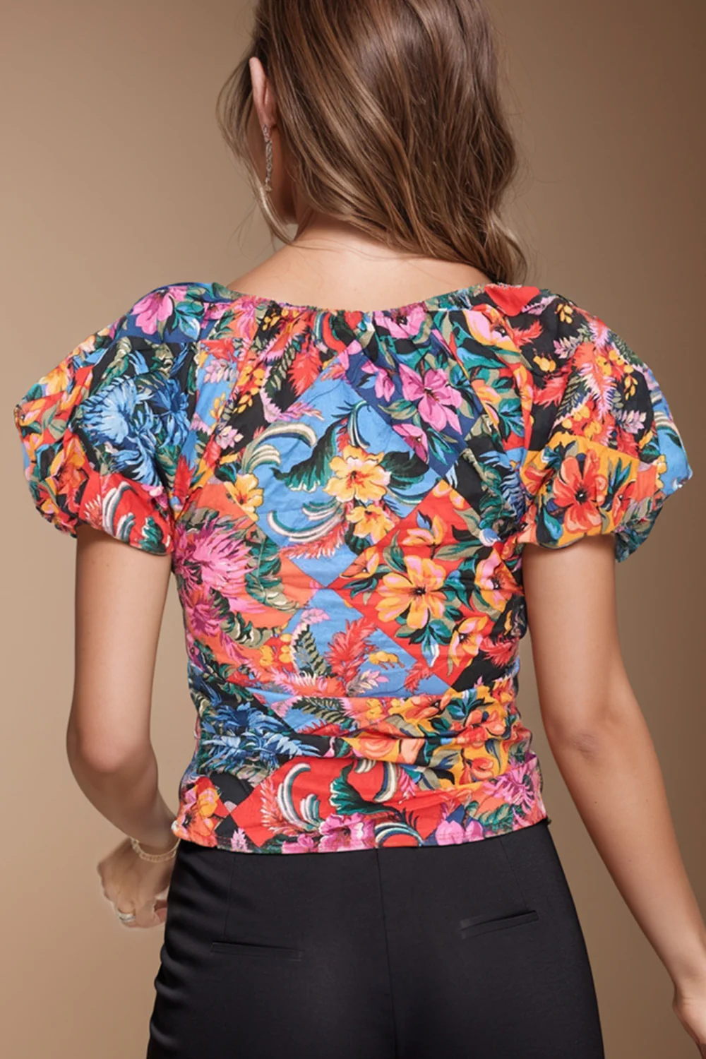 Vibrant Print Ruched Top - Image 4