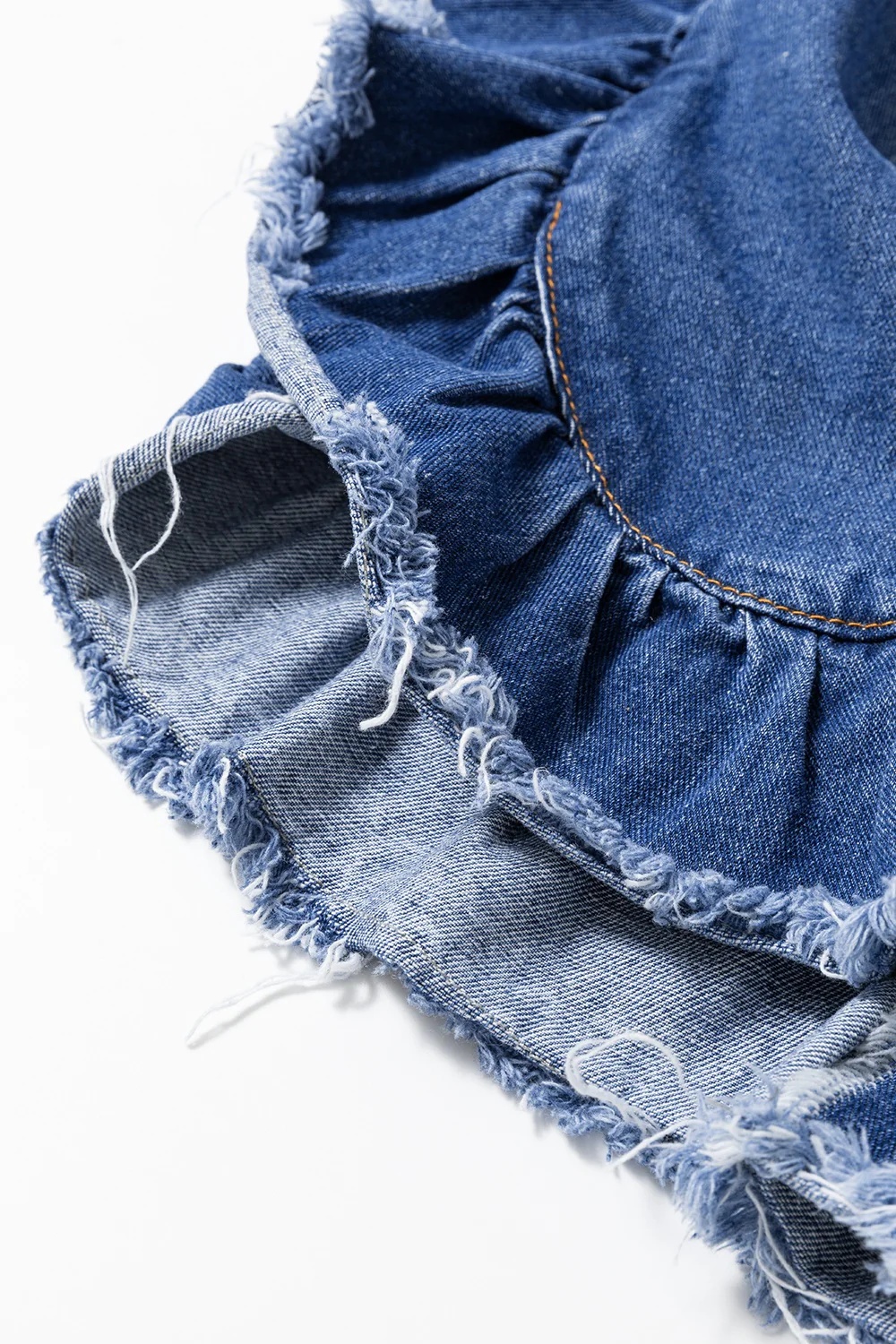 Ruffled Raw Hem Denim Jacket - Image 7