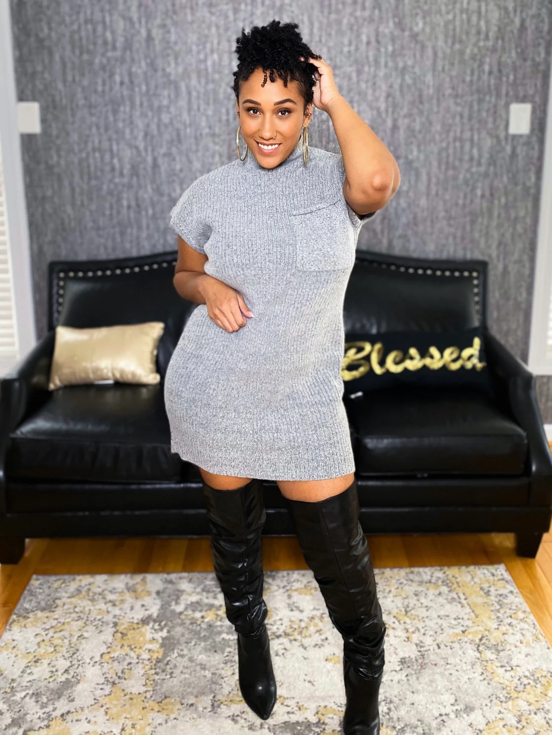 Out on the Town Ribbed Sweater Dress - Image 3